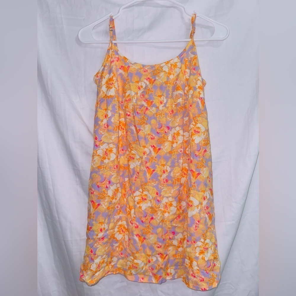 Wild Fable NWT Orange Floral Print Sleeveless Mini Slip Dress size XXS